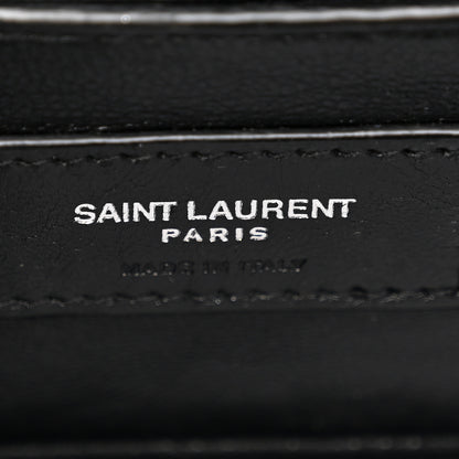 Saint Laurent Grain De Poudre Textured Mixed Matelasse Triquilt Small Monogram Satchel Black 7 of 10