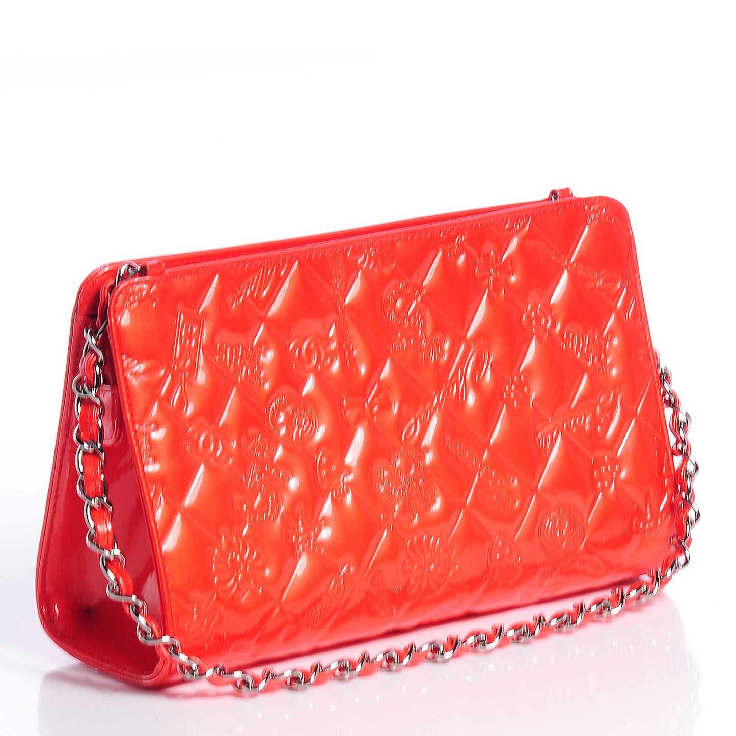 Patent Calfskin Lucky Symbols Pochette Coral