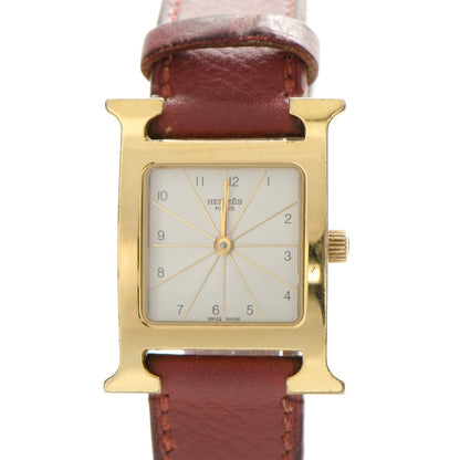 Hermes Stainless Steel Courchevel 21mm Heure H Hour Watch Rouge H 1 of 8