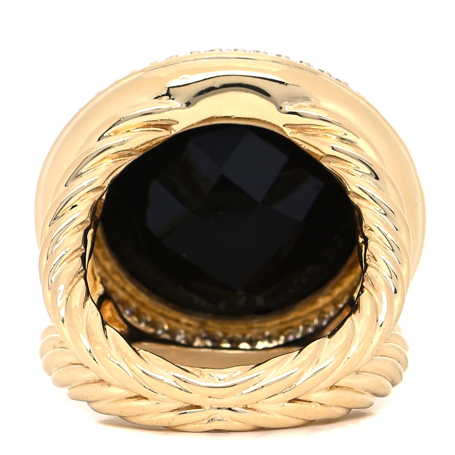 David Yurman 18K Yellow Gold Diamond Black Onyx 18mm Cerise Ring 52 6 3 of 5