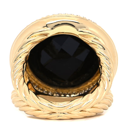 David Yurman 18K Yellow Gold Diamond Black Onyx 18mm Cerise Ring 52 6 3 of 5