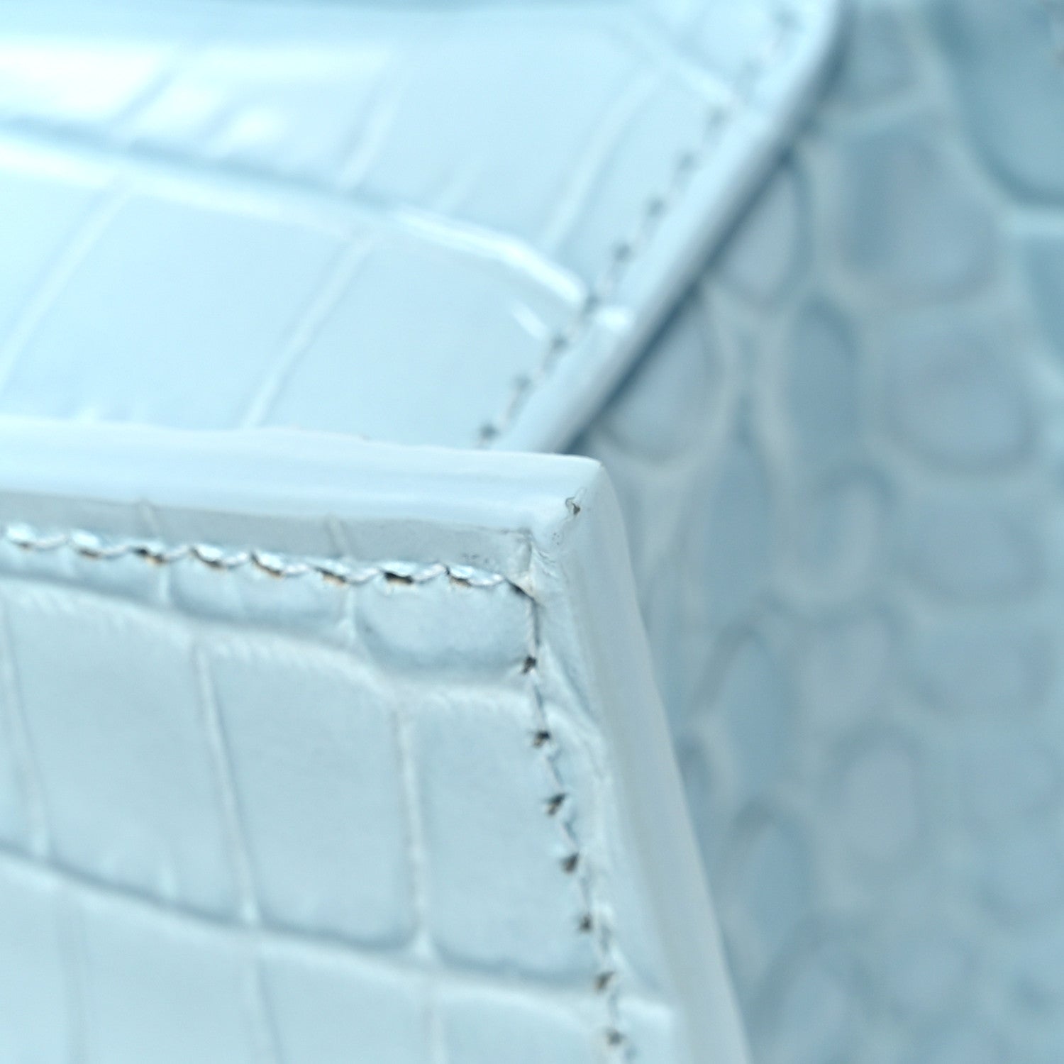 Alexander McQueen Calfskin Crocodile Embossed Knuckle Shoulder Bag Pale Blue 13 of 13