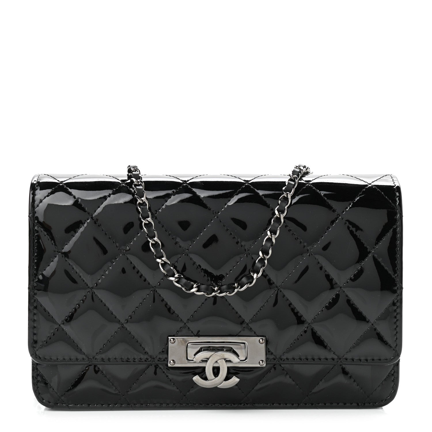Chanel Patent Quilted Golden Class Wallet on Chain WOC Black 1 of 11