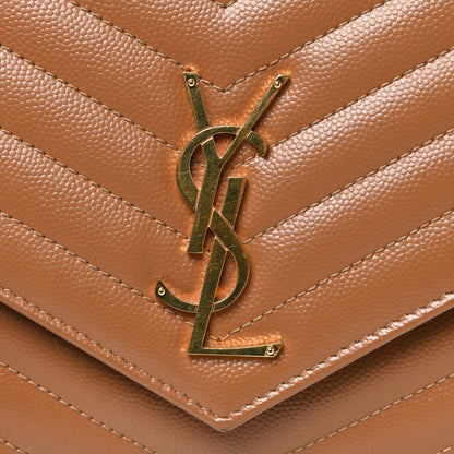 Saint Laurent Grain De Poudre Matelasse Chevron Monogram Cassandre Flap Pouch Natural Dark 8 of 8
