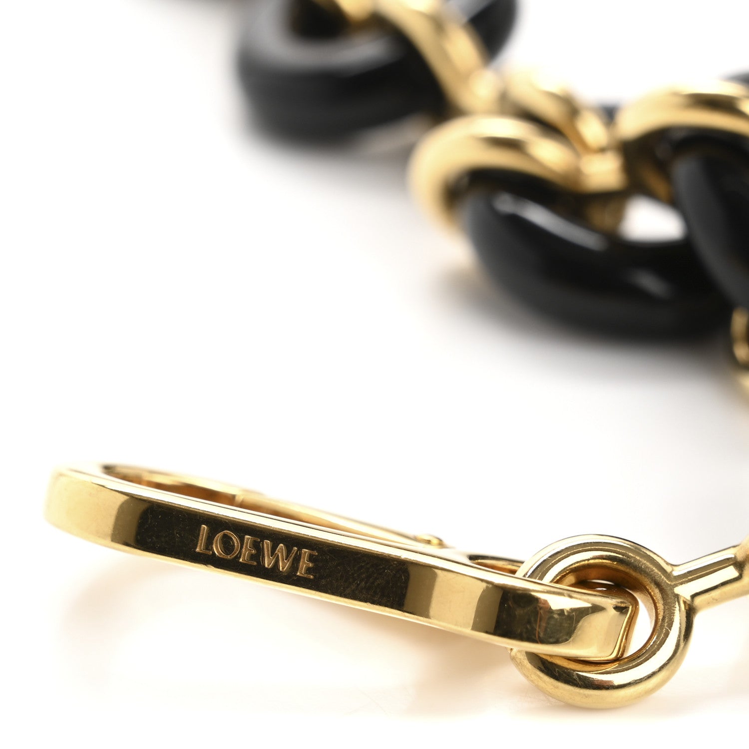 Loewe Brass Acetate Donut Chain Shoulder Strap Black Gold 4 of 4