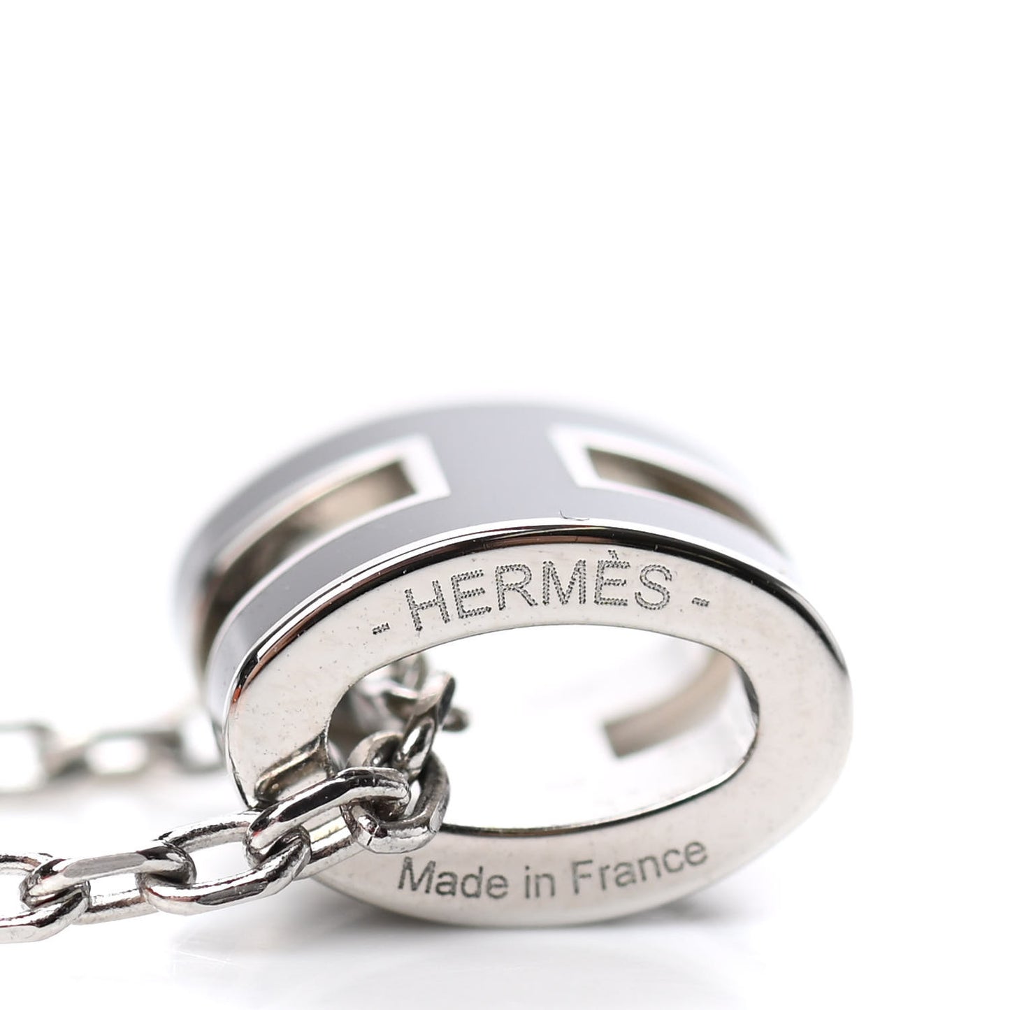 Lacquered Palladium Mini Pop H Pendant Necklace Black