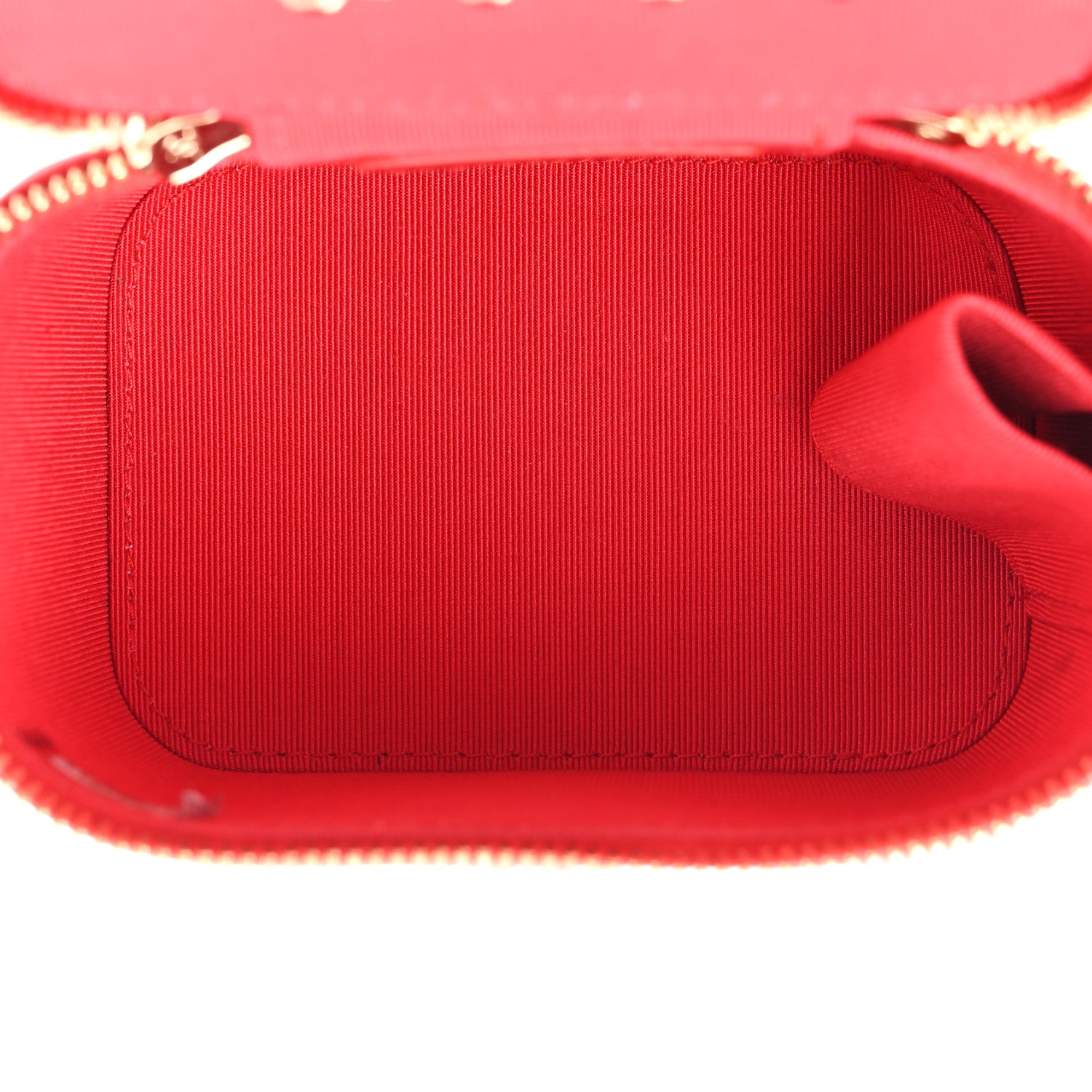 Chanel Lambskin Camellia Embossed Mini Vanity Case With Chain Red 5 of 14