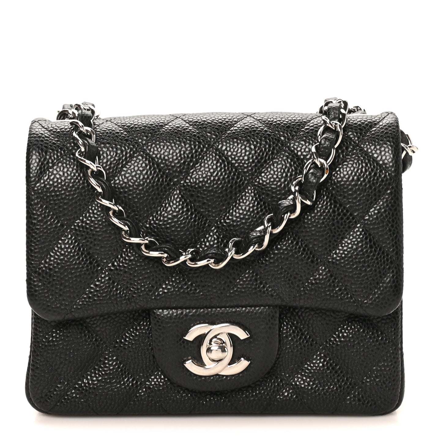 Caviar Quilted Mini Square Flap Black