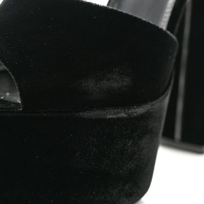 Saint Laurent Velvet Jodie Platform Sandals 38 Black 15 of 19