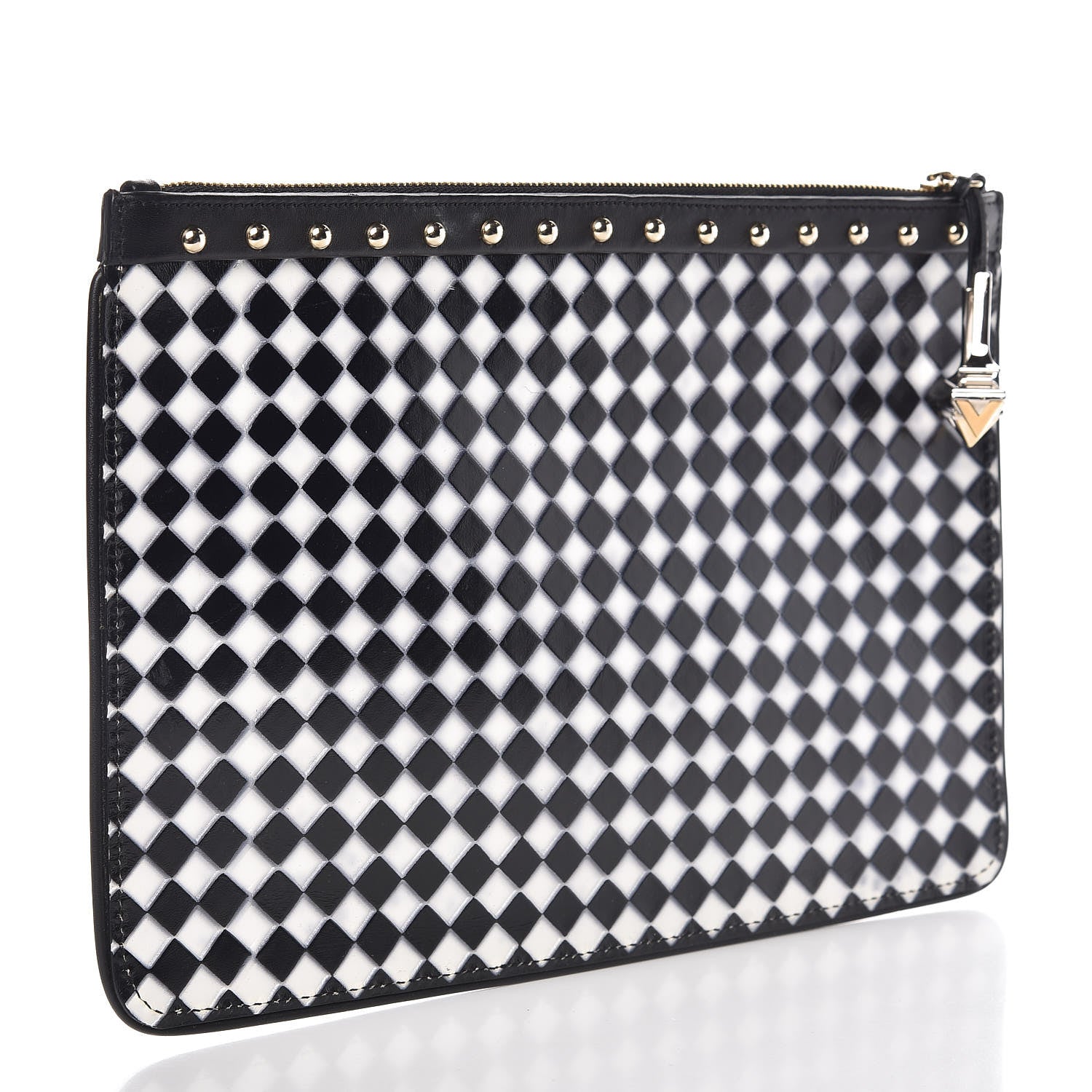 Givenchy Lambskin Medium Zip Pouch Black White 3 of 10