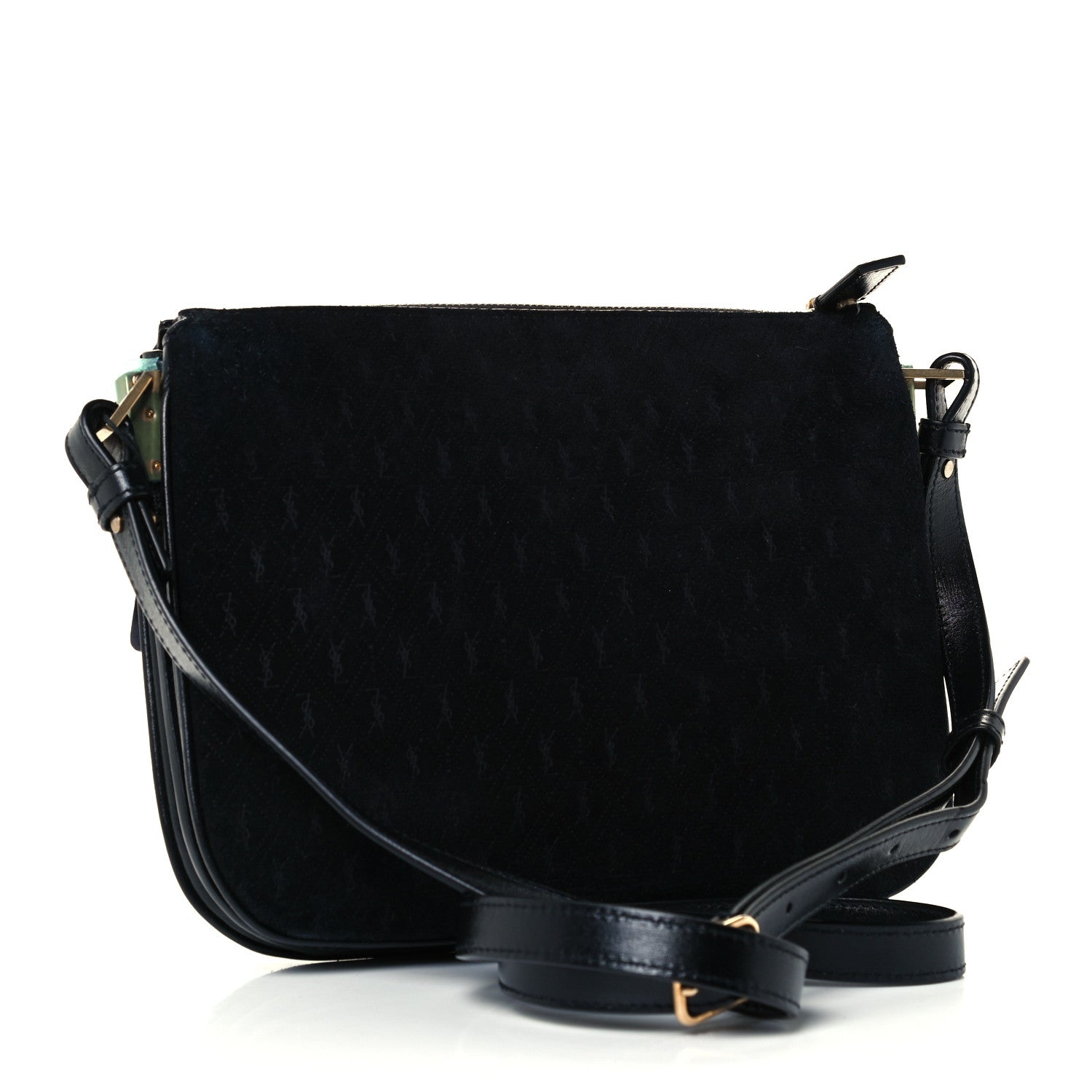 Saint Laurent Suede All-Over Monogram Crossbody Black 3 of 10