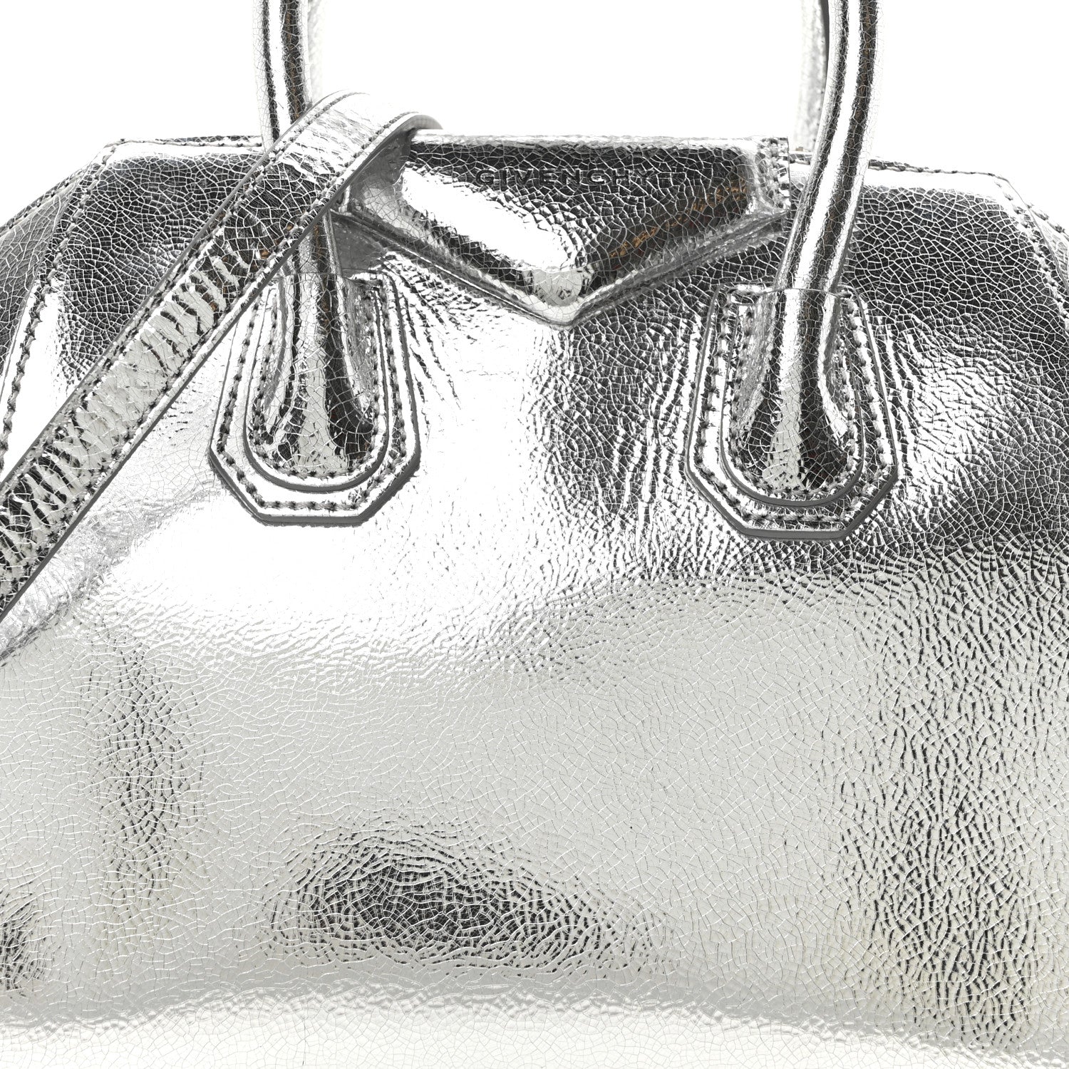 Givenchy Metallic Sugar Goatskin Mini Antigona Silver 8 of 10
