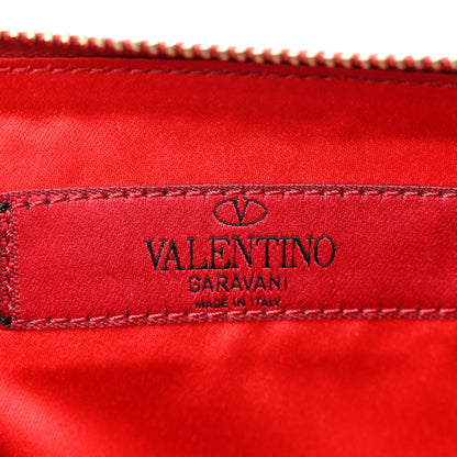 Valentino Garavani Vitello Monochrome Large Rockstud Zip Pouch Red 6 of 7