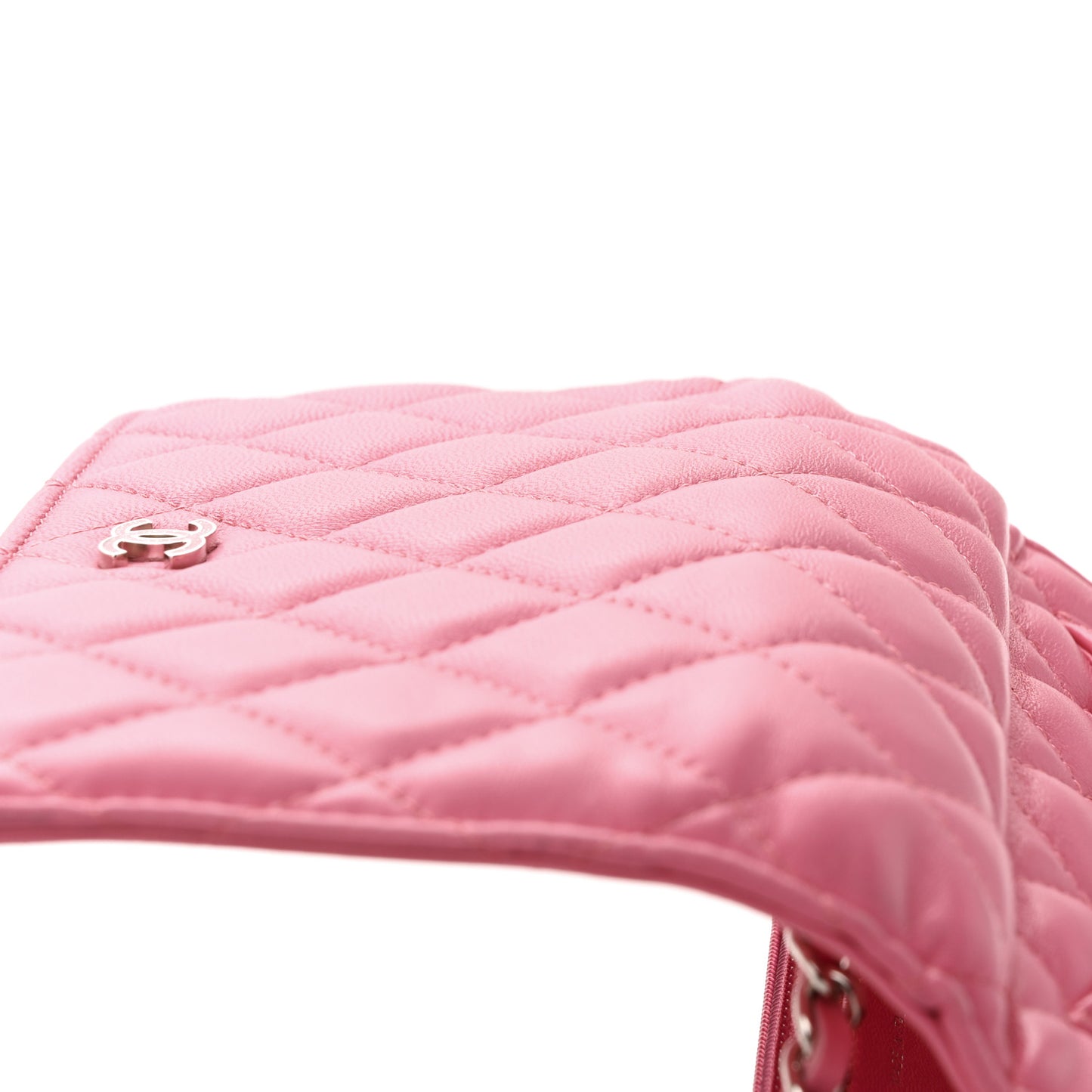 Lambskin Quilted Wallet On Chain WOC Pink