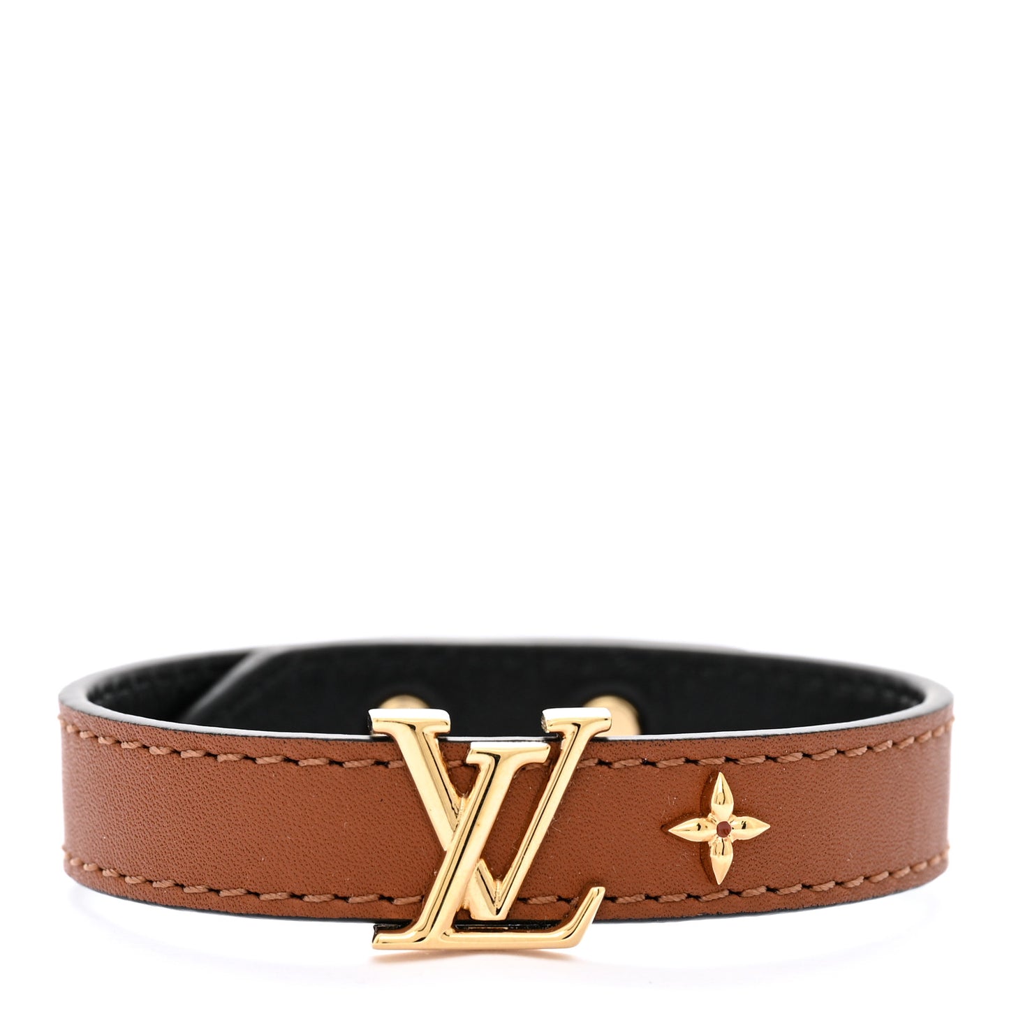 Calfskin LV Iconic Bracelet 17 Tan