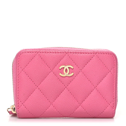 Chanel Caviar Quilted Zip Coin Purse Pink 1 of 13