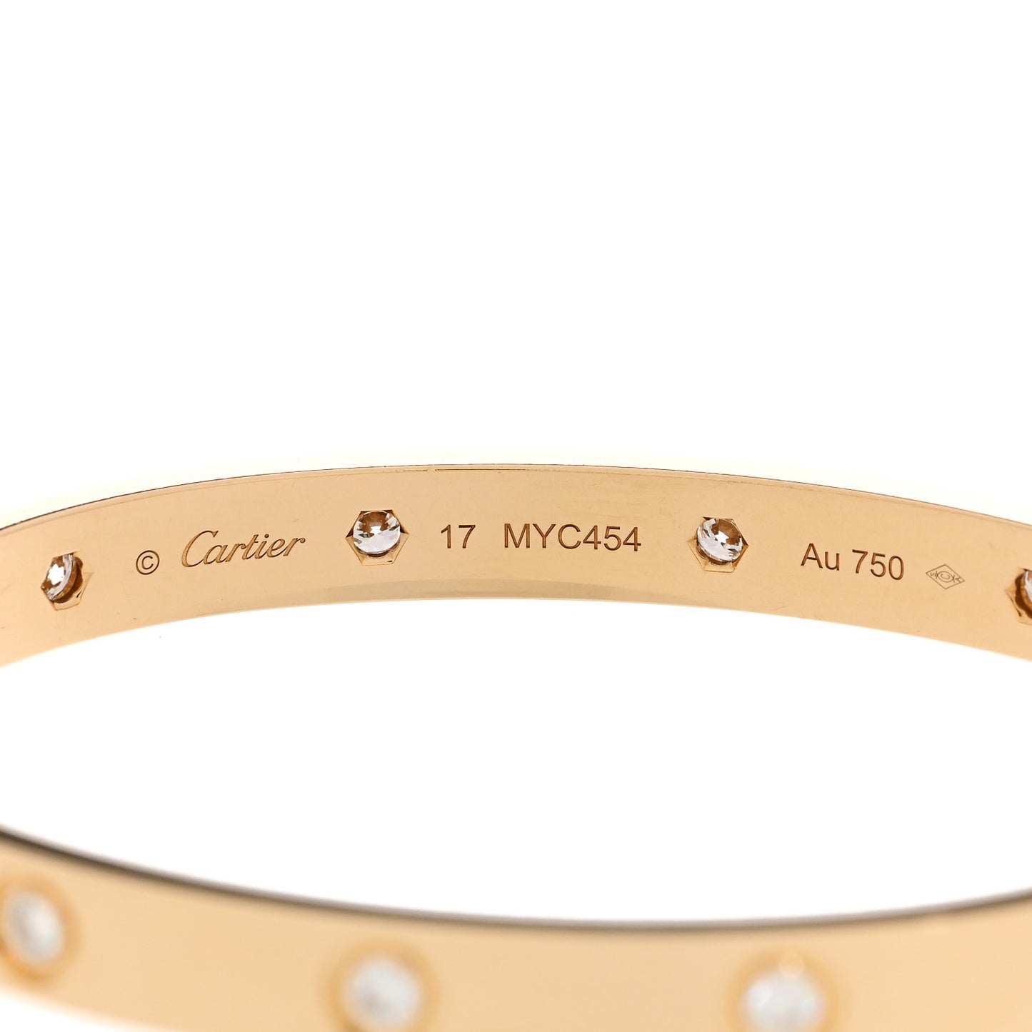 18K Yellow Gold 10 Diamond LOVE Bracelet 17