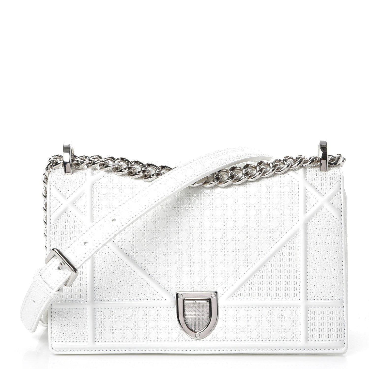 Christian Dior Patent Micro-Cannage Small Diorama Flap Bag White 1 of 8