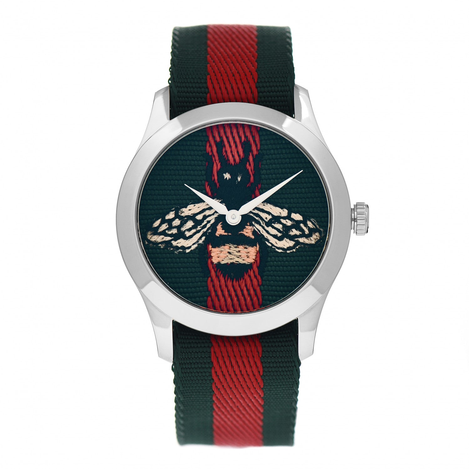 Gucci Stainless Steel Nylon 38mm Le Marche Des Merveilles Bee Quartz Watch Green 1 of 5