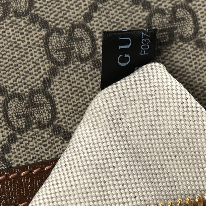 Gucci GG Supreme Monogram Azalea Calfskin Retro Interlocking G Flat Messenger Bag Beige Ebony Brown Sugar 7 of 9