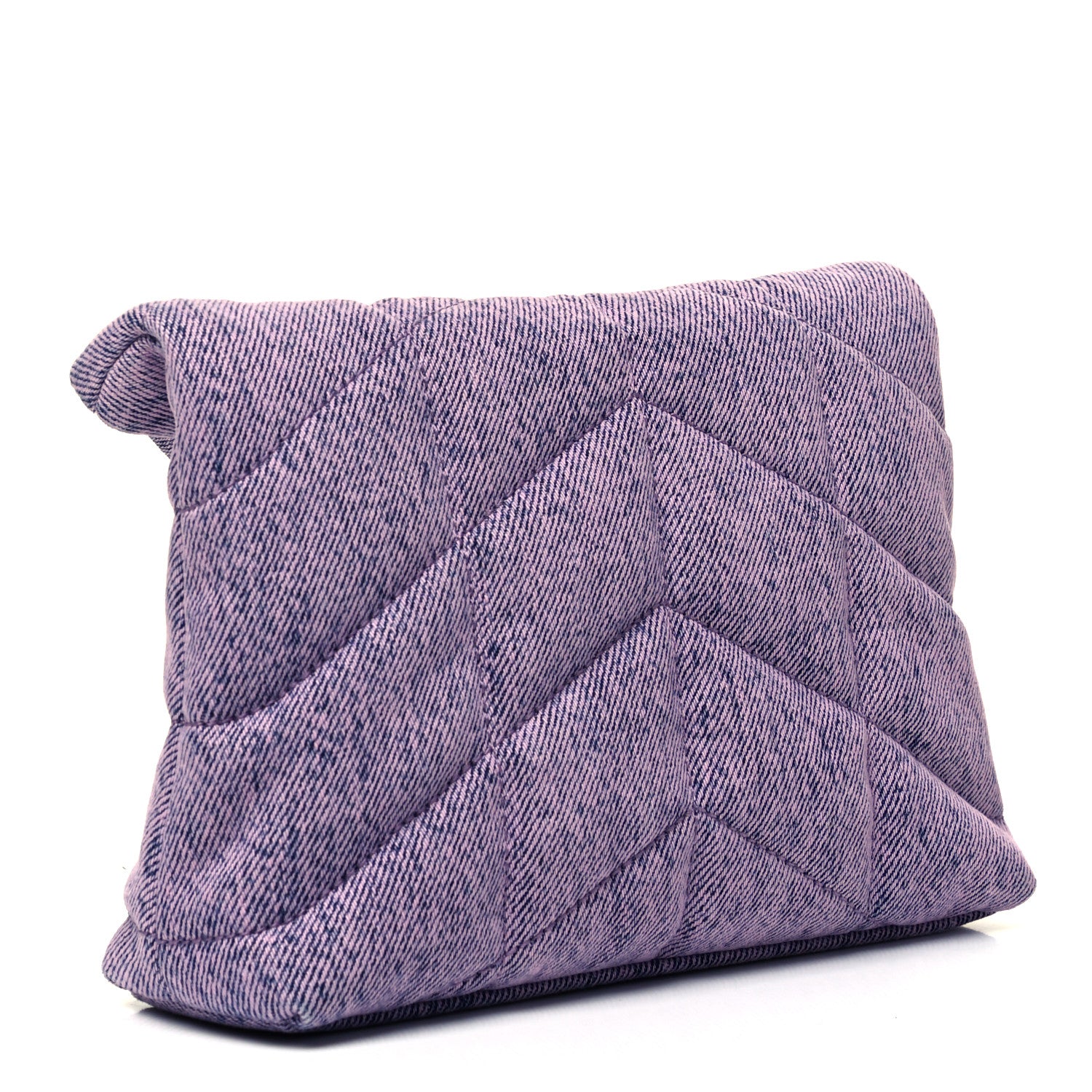 Saint Laurent Denim Quilted Loulou Puffer Monogram Pouch Clutch Bleached Lilac 3 of 9