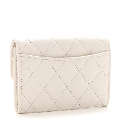 Chanel Caviar Quilted Flap Card Holder Wallet White 3 of 8