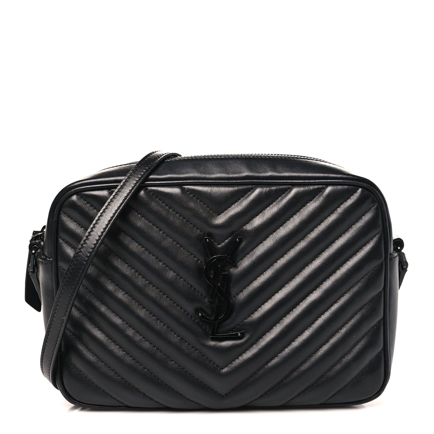 Calfskin Matelasse Monogram Monochrome Lou Camera Bag Black