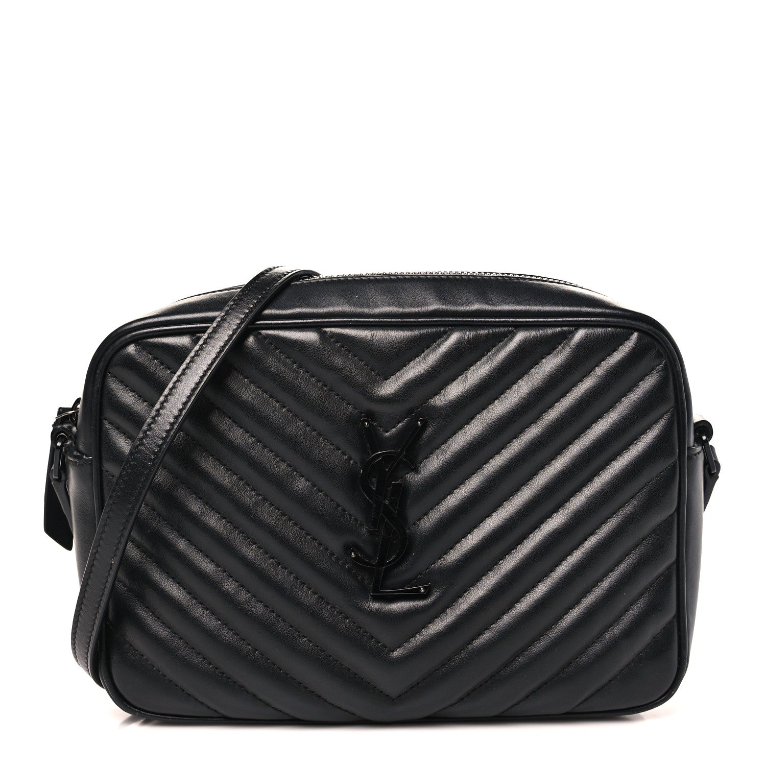 Saint Laurent Calfskin Matelasse Monogram Monochrome Lou Camera Bag Black 1 of 12