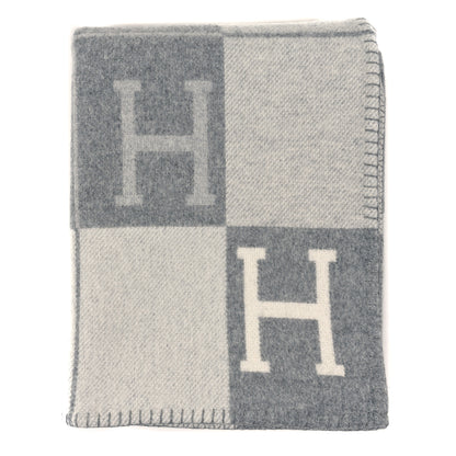 Hermes Wool Cashmere Avalon III Blanket Ecru Gris Clair 1 of 3