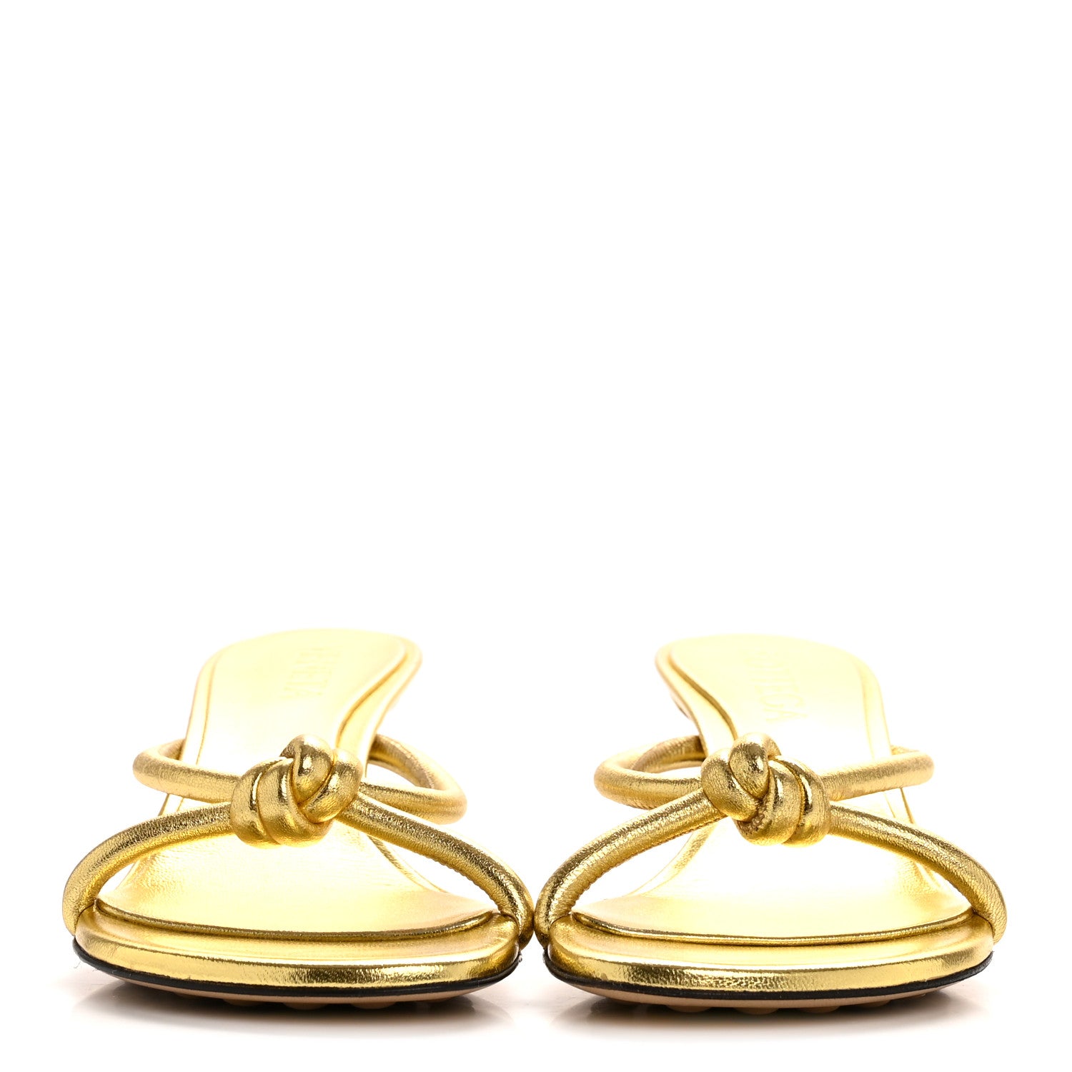 Bottega Veneta Metallic Nappa Blink Knot Mule Sandals 39 Gold 3 of 11