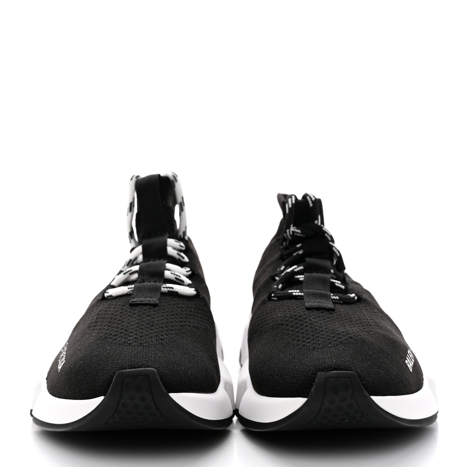 Balenciaga Recycled Knit Bi-Color Sole Womens Speed Lace Up Sneakers 37 Black White 2 of 13