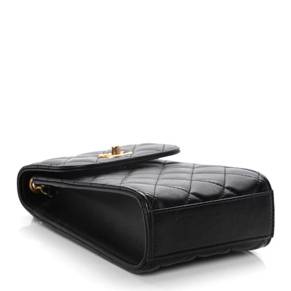 Chanel Lambskin Quilted Vertical Pearl Crush Flap With Chain Black 3 of 15