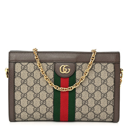 Gucci GG Supreme Monogram Web Small Ophidia Chain Shoulder Bag Brown 1 of 10