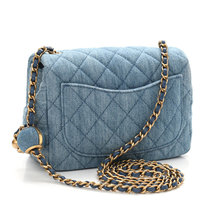 Chanel Denim Quilted Mini Pearl Crush Flap Blue 3 of 11