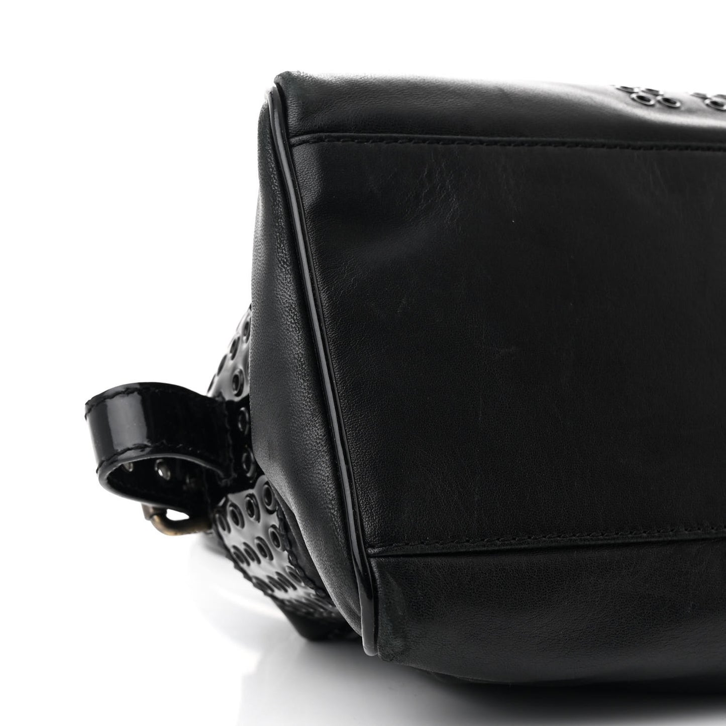 Nappa Patent Perforated Small Bag De Jour Black