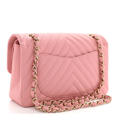 Chanel Caviar Chevron Quilted Small Double Flap Pink 3 of 11