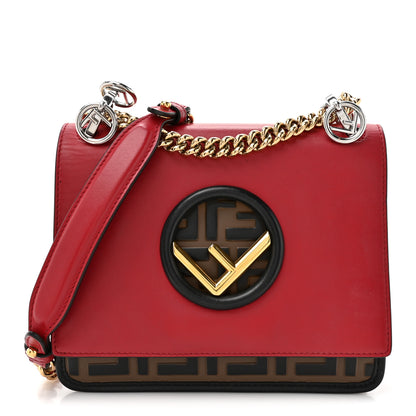 Fendi Vitello Century F is Fendi Bi-Color FF 1974 Embossed Small Kan I Shoulder Bag Fragola Maya Black 1 of 13