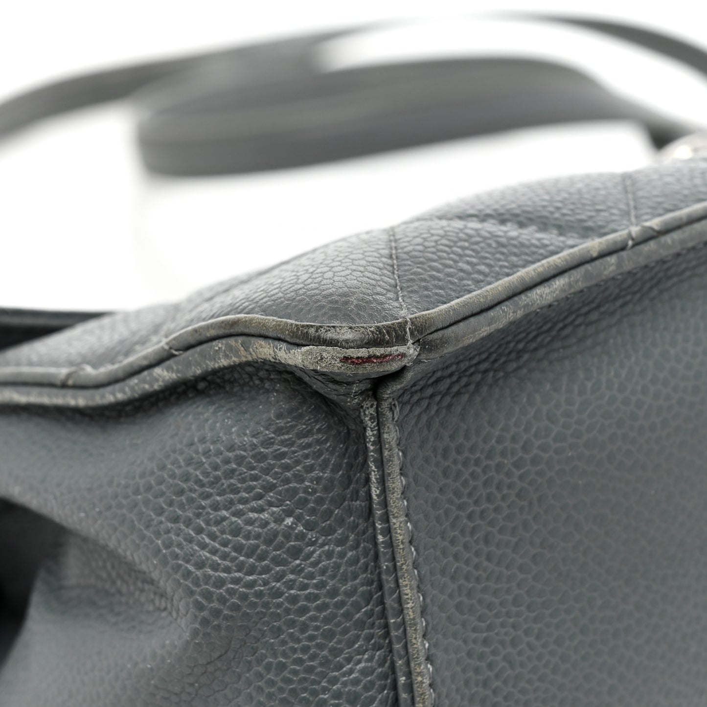 Caviar Quilted Large Retro Class Flap Grey