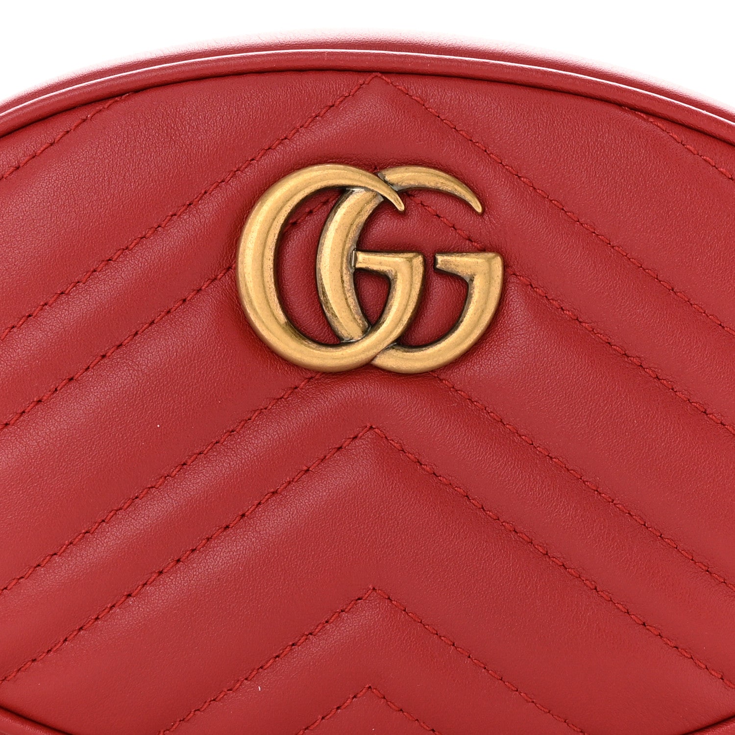 Gucci Calfskin Matelasse GG Marmont Belt Bag 95 38 Hibiscus Red 9 of 11