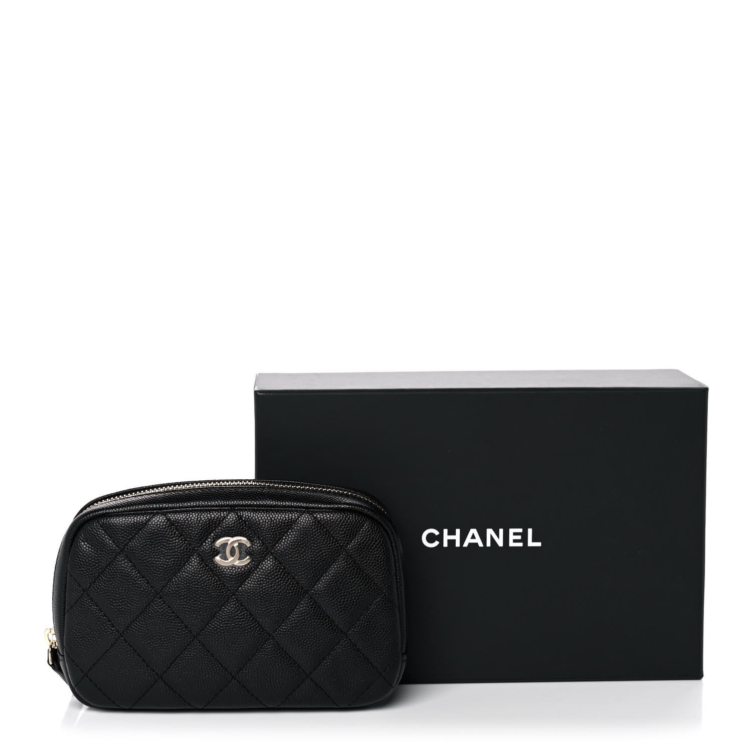 Chanel Caviar Quilted Small Curvy Pouch Cosmetic Case Black 11 of 11