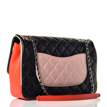 Chanel Lambskin Quilted Jumbo Cuba Color Flap Black 3 of 9