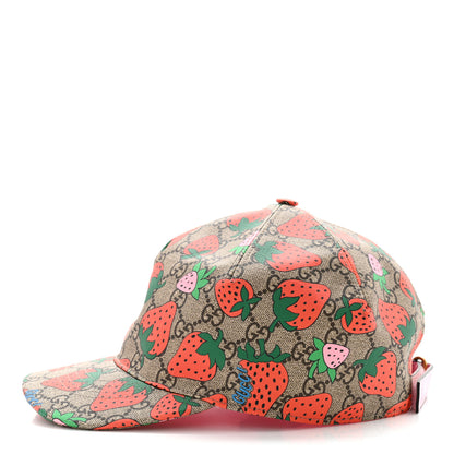Gucci GG Supreme Monogram Strawberry Baseball Hat M Beige 6 of 20