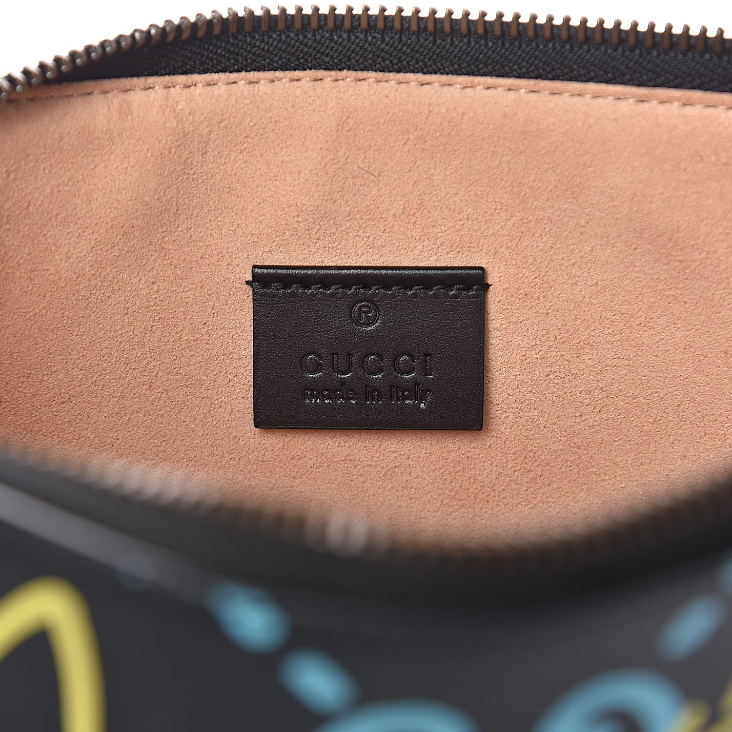 Gucci Calfskin GucciGhost Zip Pouch Black New Acquamarine 7 of 9