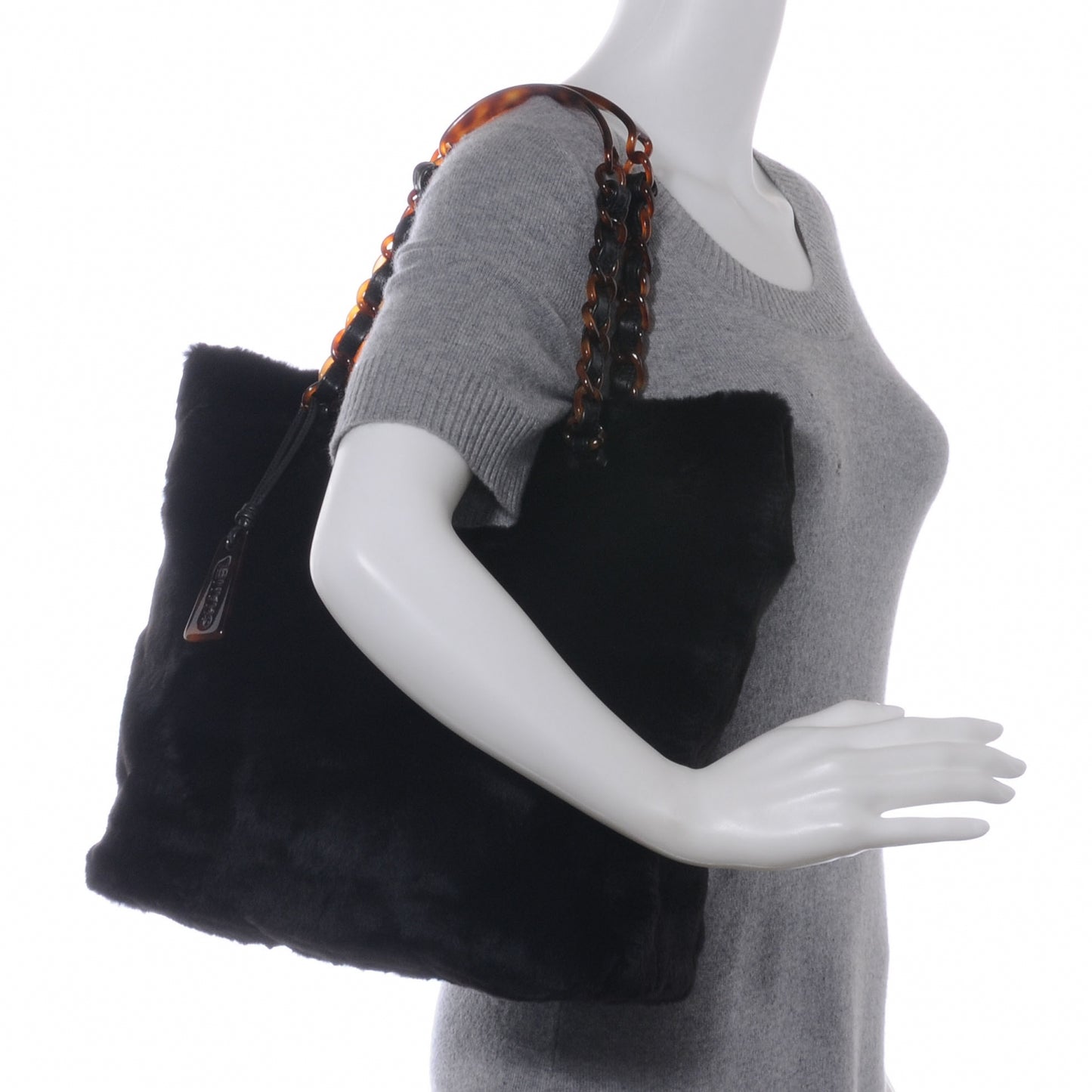 Orylag Rabbit Fur Tote Black