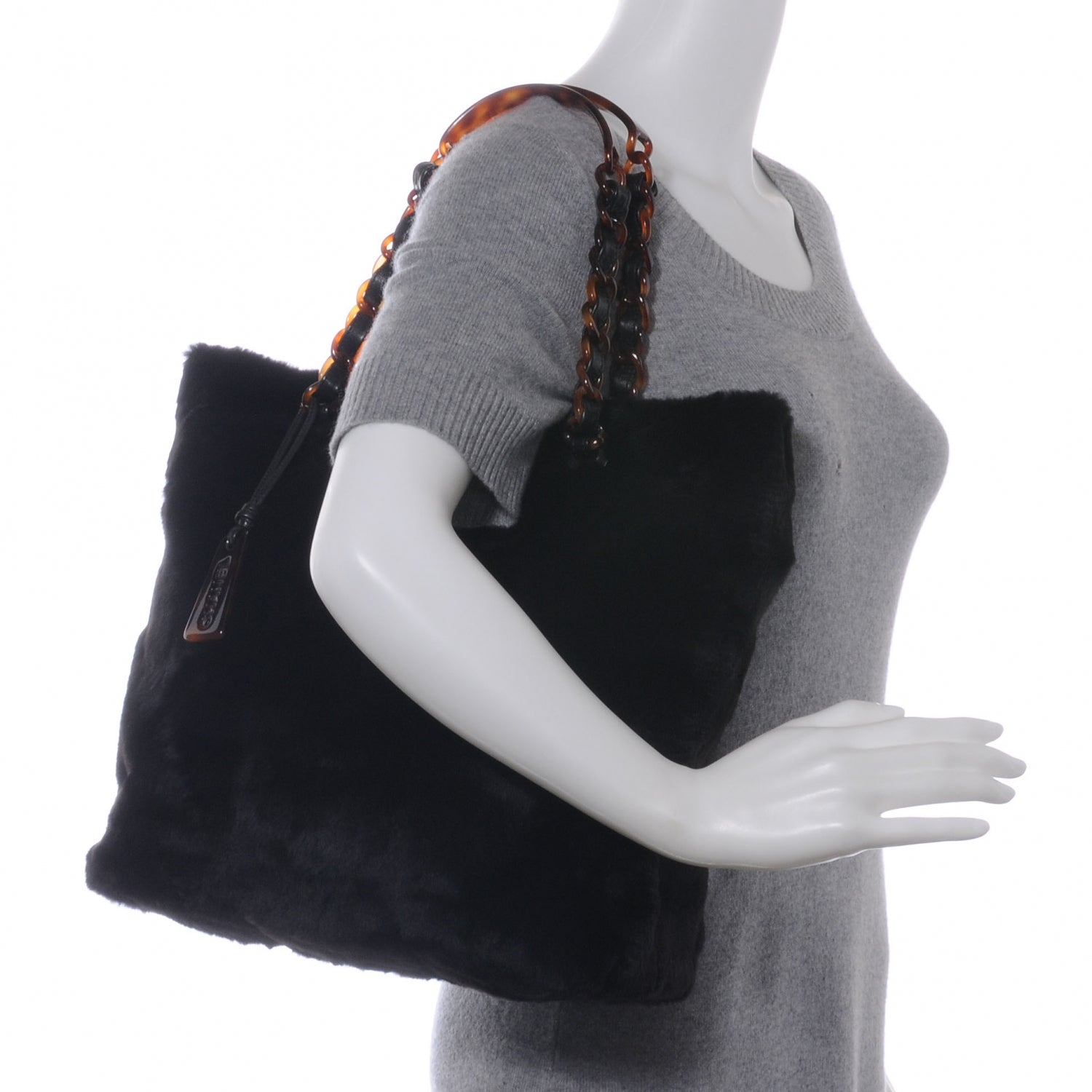 Chanel Orylag Rabbit Fur Tote Black 2 of 7