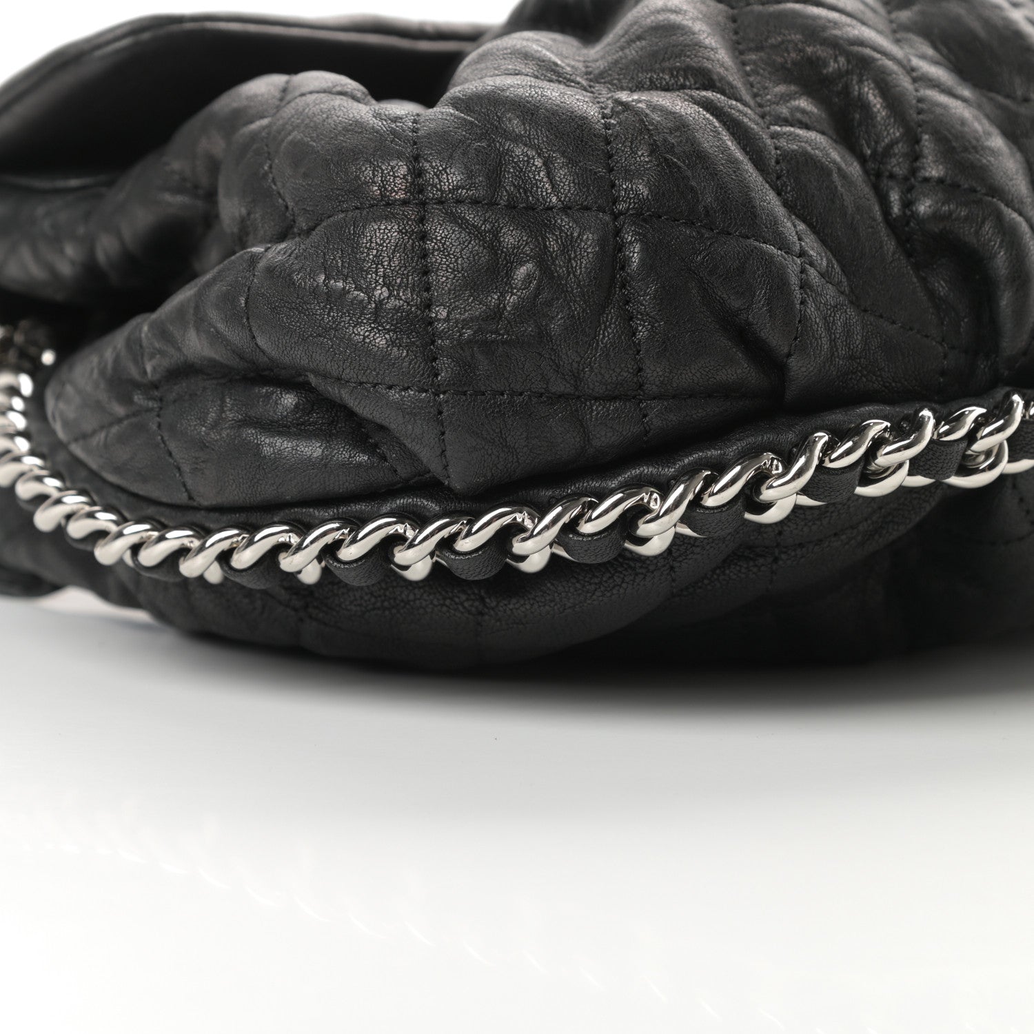 Chanel Washed Lambskin Quilted Medium Chain Around Messenger Black 9 of 10