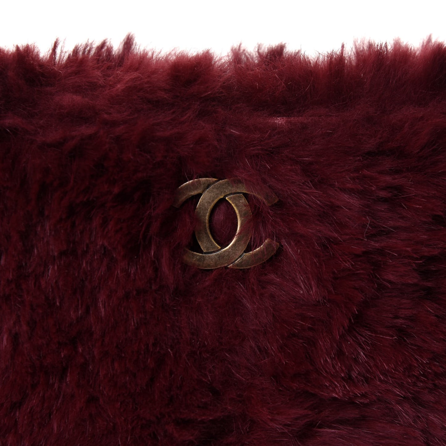 Rabbit Fur Shoulder Bag Burgundy