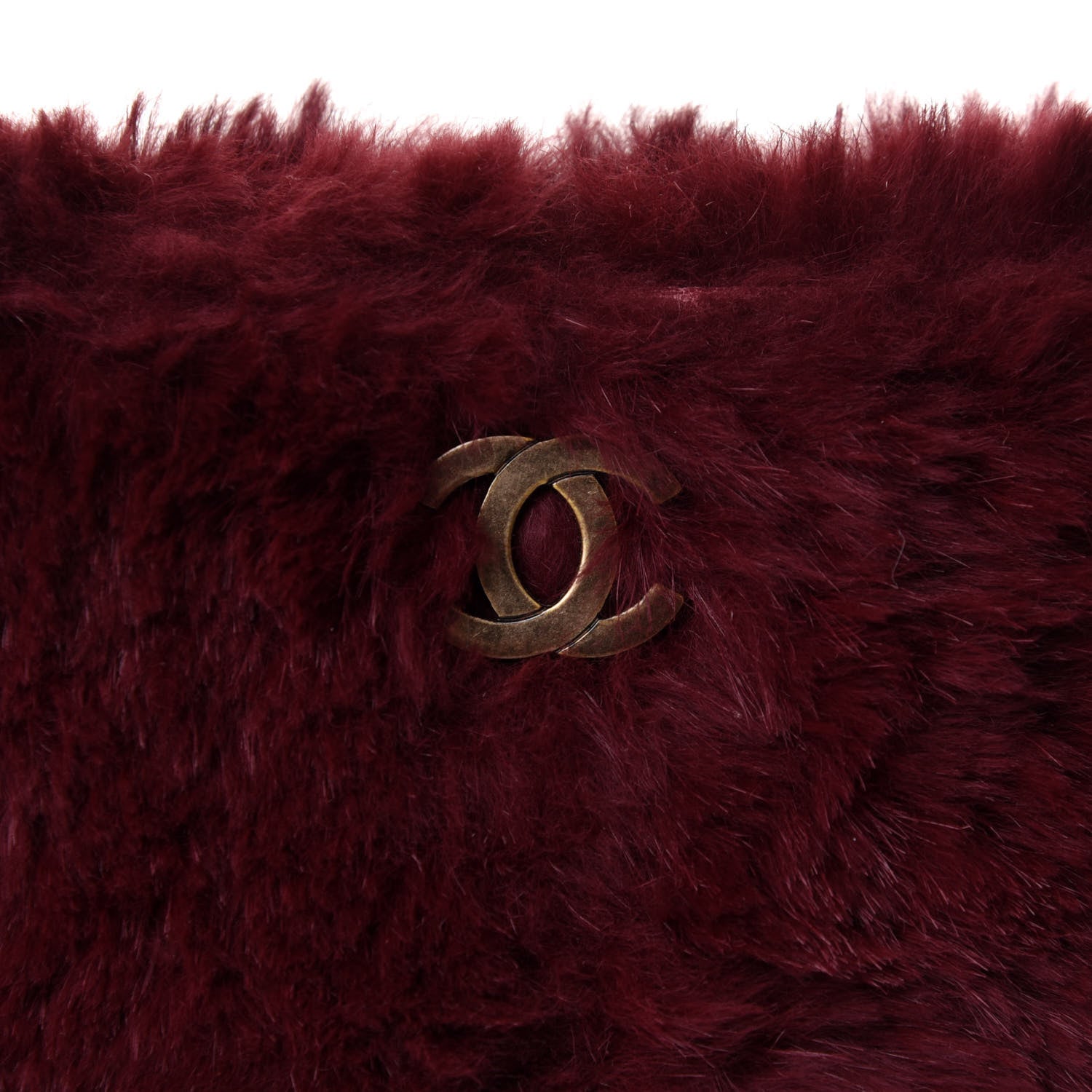 Chanel Rabbit Fur Shoulder Bag Burgundy 9 of 11