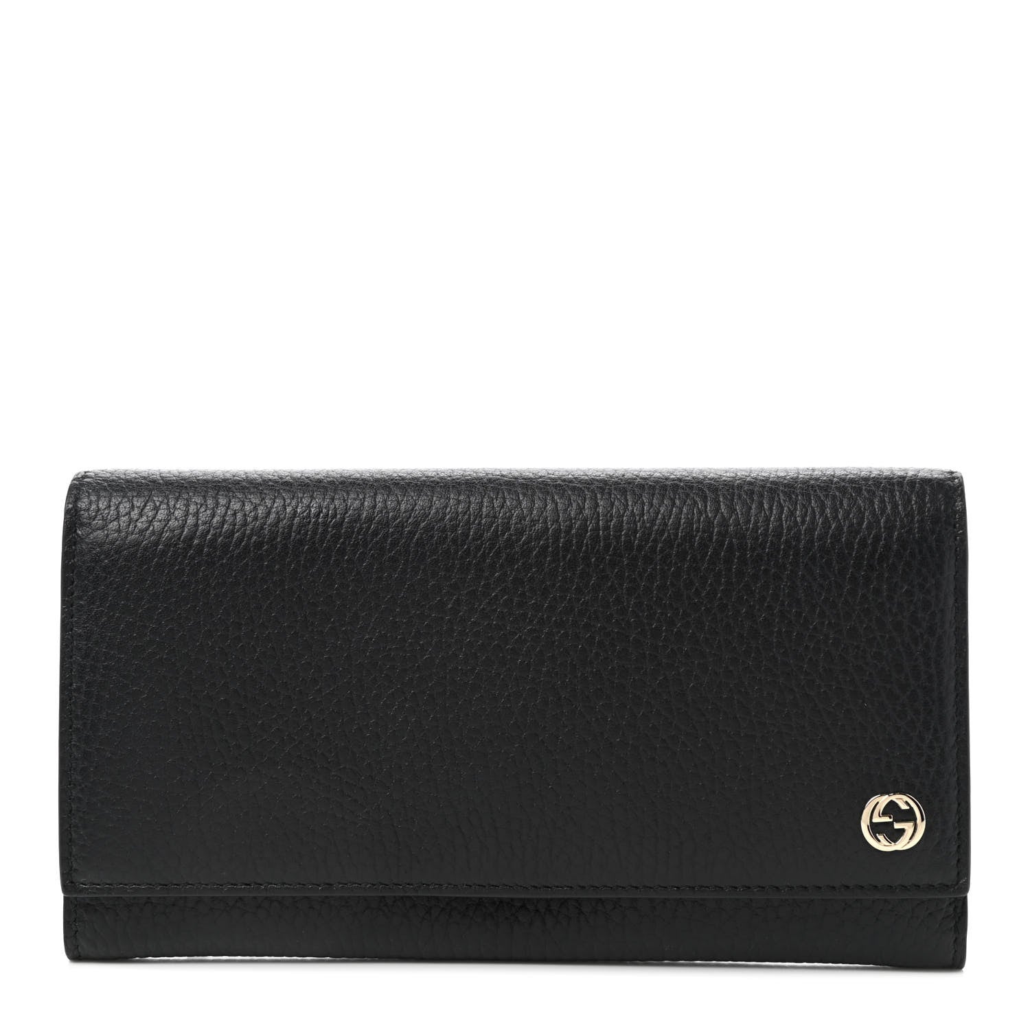 Gucci Pebbled Calfskin Interlocking G Continental Wallet Black 1 of 7