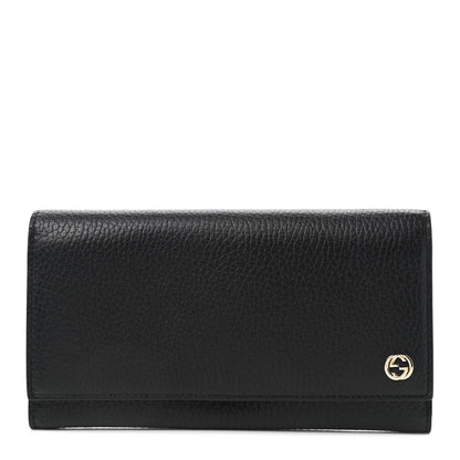 Gucci Pebbled Calfskin Interlocking G Continental Wallet Black 1 of 7